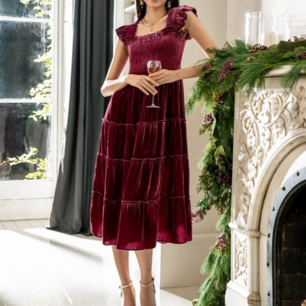 Hill House Ellie Nap Dress in Burgundy Velvet